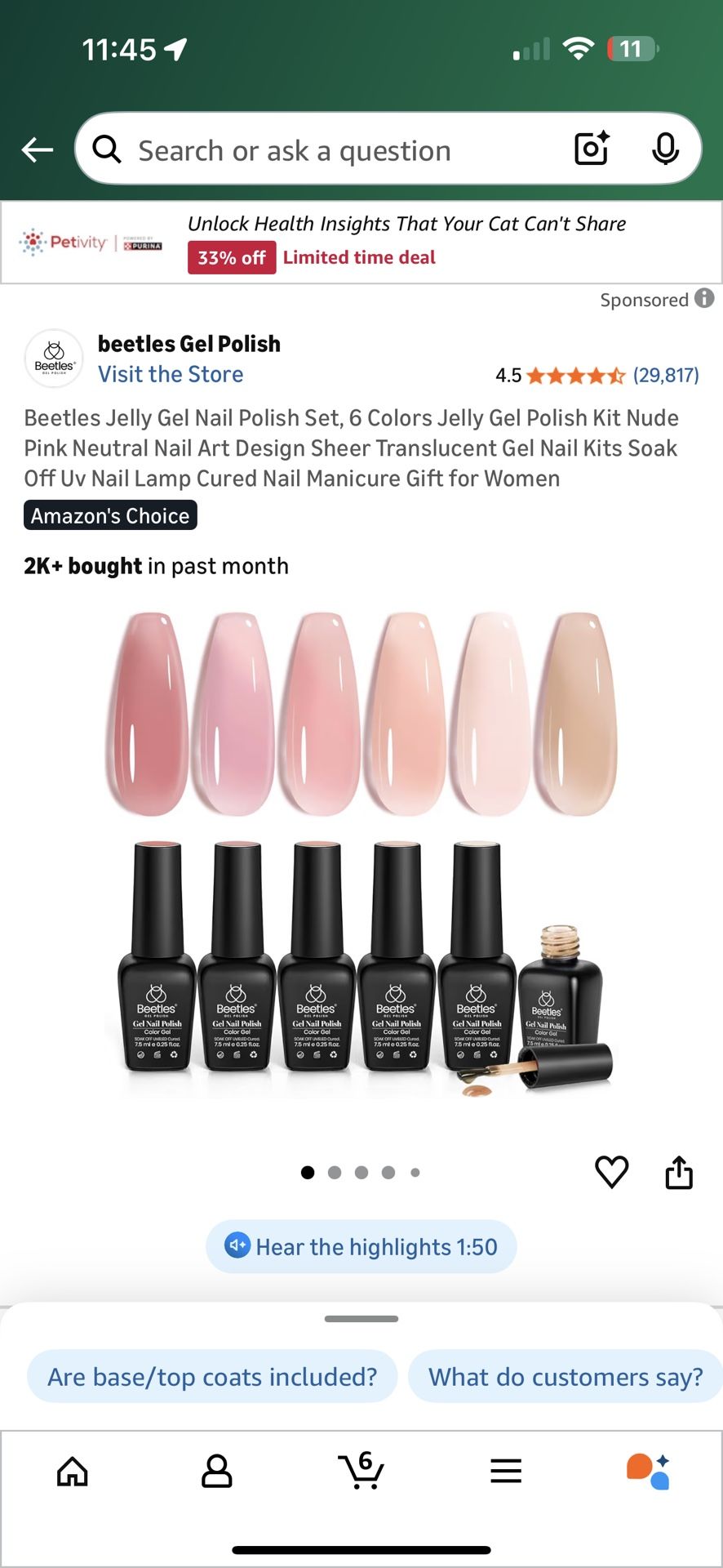 Beetles 6pc gel nail Polish Sets 