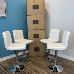 New 4 White Bar Stools 