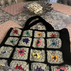 Handmade Crochet Tote Bag For Sale