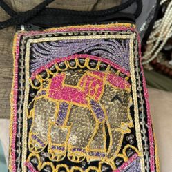 Crossbody Bag Thai Elephant Embriodered  Shoulder Bag,Purse 