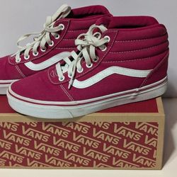 Vans Ward Hi Skate Shoes Women’s Size 8 Cerise White VN0A3IUOV2F With Box
