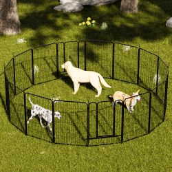 Dog Playpen 40 Inch, 16 Panels Heavy Duty Metal Pet Exercise Pen Indoor Outdoor Fence Panels Rust-Resistant, Removable, Tool-Free Setup Anti-Skid, Exp