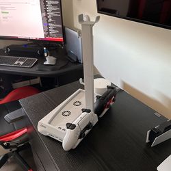 PS5 Vertical Stand + Headphone Stand + 2 Controller Charging Slots + Cooling Fan