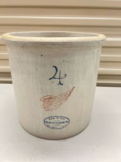 Original Antique 4 Gallon Red Wing Union Stoneware Crock