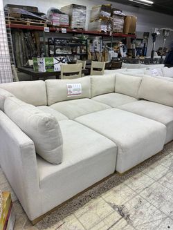 Henredon Murphy Fabric Modular Sectional with Ottoman