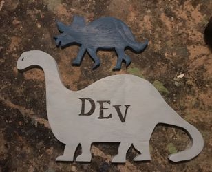 Solid wood hand crafted personalized dinosaur