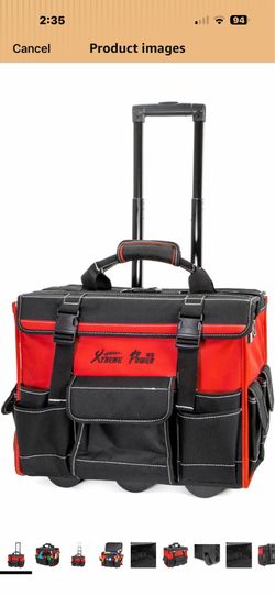 XtremepowerUS 18" Rolling Tool Bag Organizer Adjustable Telescoping Handle Wide Storage Organizer Compartment Toolbag Organizers with Wheels   8 $60