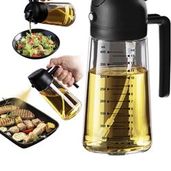 TrendPlain 16oz/470ml Glass Olive Oil Sprayer for Cooking – 2 in 1 Olive Oil Dispenser