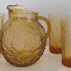 1960s ANCHOR HOCKING PITCHER/GLASSES
