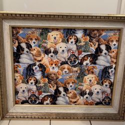 Dog Lovers! Vintage Frame With Dog Print Material Big