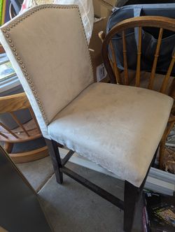 Studded Beige Barstool Accent Chair