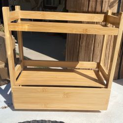 Sorbus 2-Tier Bamboo Countertop Shelf with Hidden Drawer