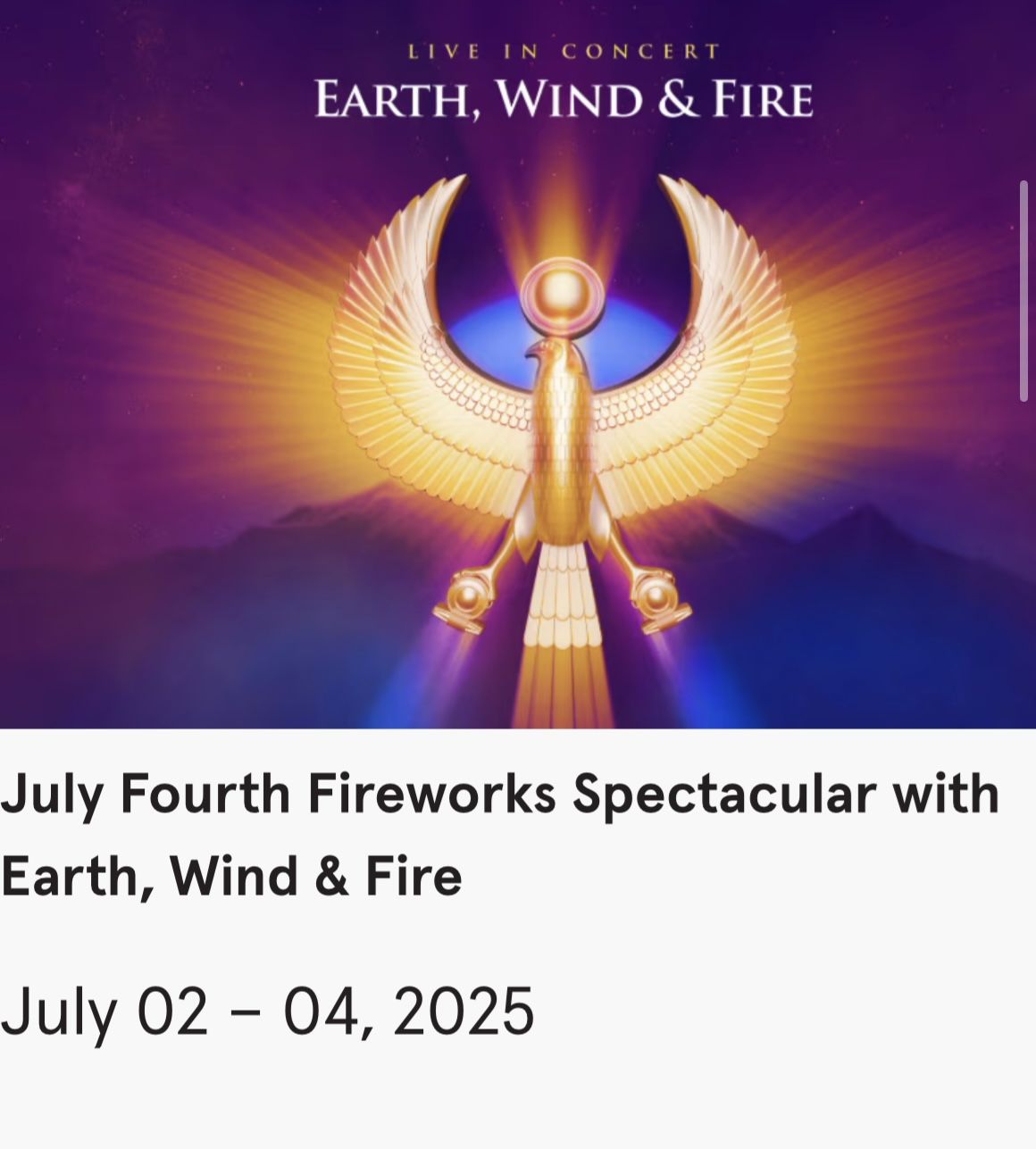 EARTH WIND & FIRE @ Hollywood Bowl - Wed July 2, 2025