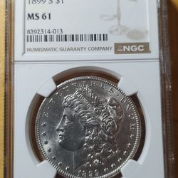 1899 - S, Morgan Silver Dollar.         MS 61