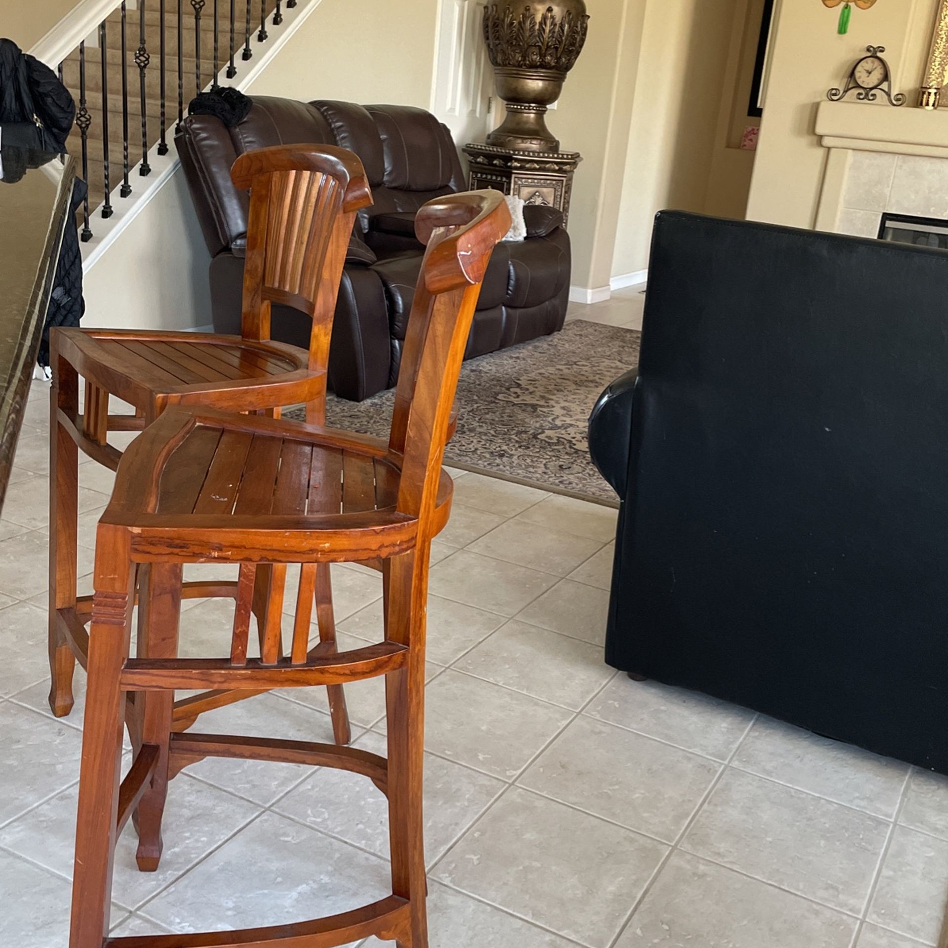 Two Matching Wooden Stools