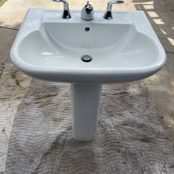 Pedestal Bathroom Sink and Faucet 