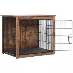  27 Inch Wooden Heavy-Duty 2 Doors Dog Crate Furniture End Table with Multi Purpose Modern Kennel Indoor for Small animal Dog Cat