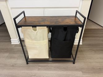 2 basket laundry hamper sorter with shelf