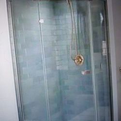 38"W By 72" H NEO-ANGLE PIVOT FRAMLESS CORNER SHOWER ENCLOSURE IN STAINLESS WITH CLEAR GLASS