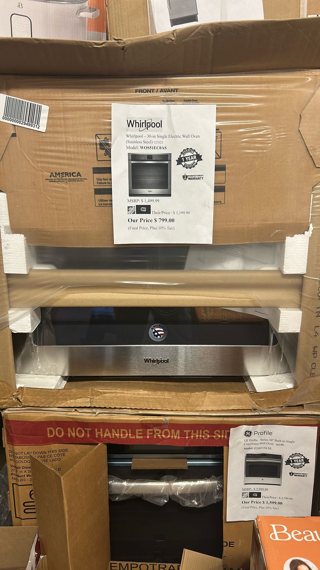 New Whirlpool 30inch Electric Single Wall Oven