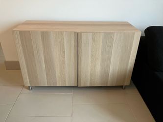 IKEA BESTÅ Storage combination with doors, white stained oak effect/Lappviken/Stubbarp white stained oak effect, 47 1/4x16 1/2x29 1/8