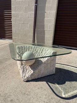 80’s Postmodern Tessellated Stone wedge Coffee Table