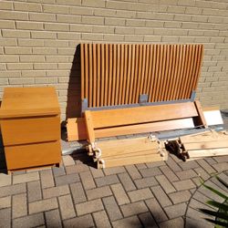 Full size bed frame with night stand