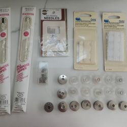 Sewing Bundle: 2 Zippers, Self Threading Needles, Bra Extender, Bobbins, Etc