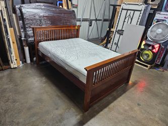 Full Mission Style Wood Bed Frame with Mattress