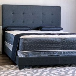 Brand New Full Size Dark Grey Bed Frame With New Mattress/Fast Delivery 