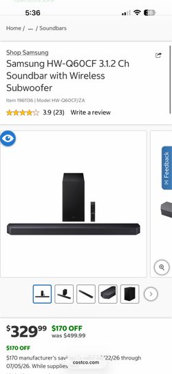 Samsung soundbar and subwoofer