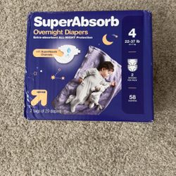 NIB Brand new box of SuperAbsorb overnight Diapers size 4 by UP&UP