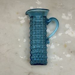 Vintage Blue Pressed Glass Creamer Pitcher
