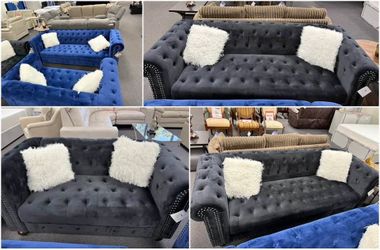 NEW CHESTERFIELD SOFAS - LOVESEAT VELVET BLUE & BLACK COLOR AVAILABLE!!