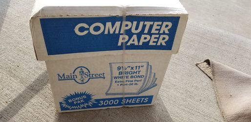 9 1/2" X 11" Bright White 20lb Bond Computer Paper 1/2"Perforated 3000 sheet