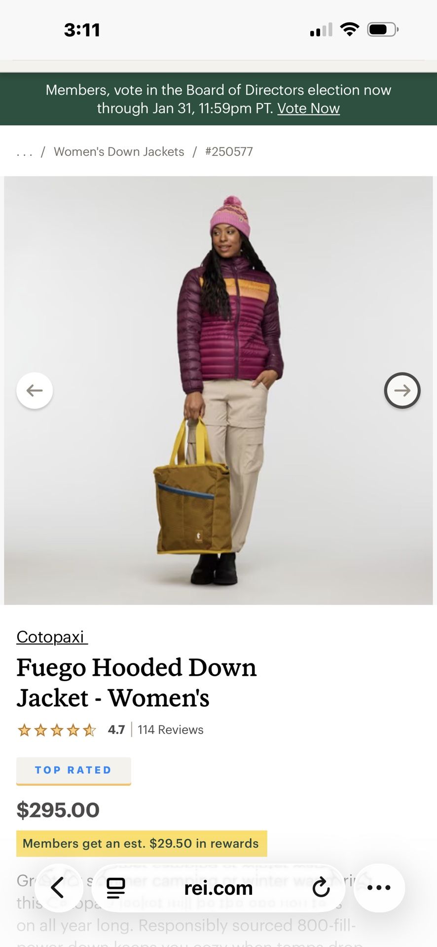 **Brand New **Cotopaxi Fuego Hooded Down Jacket Women's Size L