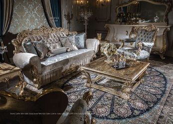 Handmade Baroque Living Room Set — Rose 7220 Solid Wood