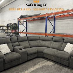 Free Delivery* Like New Gray Sectional Sofa with Recliners!