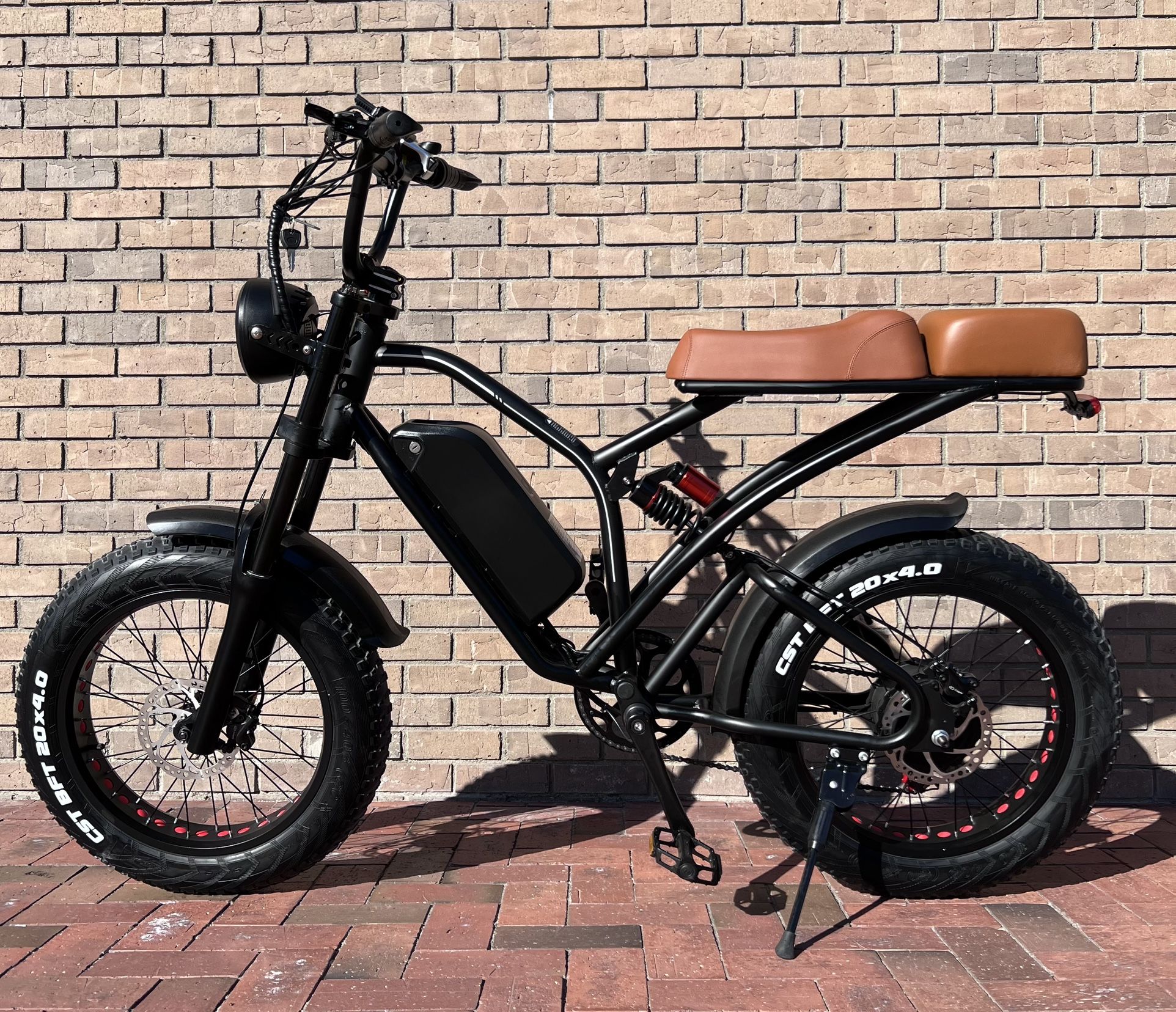 FREE DELIVERY/TAX INCLUDED ✅ NEW 1000W Electric Chopper Retro/34mph⚡️70’s Style Ebike Hydraulic Brakes (Full Suspension) 80 Mile Range (Black)