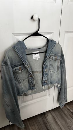 Zara hooded blue denim jacket