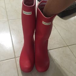 Hunter Size 10 Red Adult Rain Boots Brand New