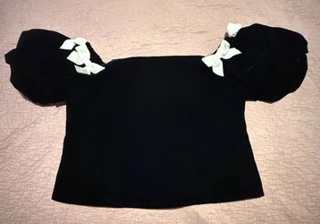 Rosie Posie Top Black Velvet Luxury Super Soft Women Medium Puff Feminine