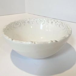Small White Embossed Ceramic Candy Dish