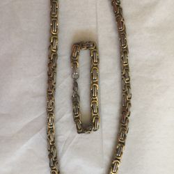 Stainless steel Set,  Chain And Bracelet In Perfect Condition Never Worn