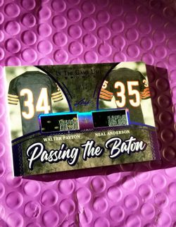 ~2020 LEAF PASSING THE BATON (#PTB-24)~ NEAL ANDERSON & WALTER  PAYTON~ PATCH/#1
