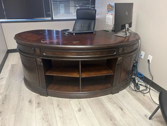 Large Executive Oval Wood Office Desk