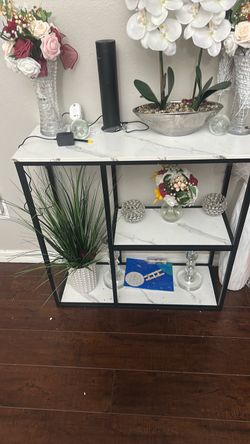 3-Tier Console Table with Marble-Look Top