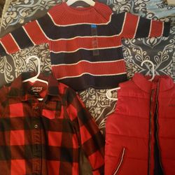 5 Pieces- Boys Sweater, Vest, Flannel, Levi's Pants