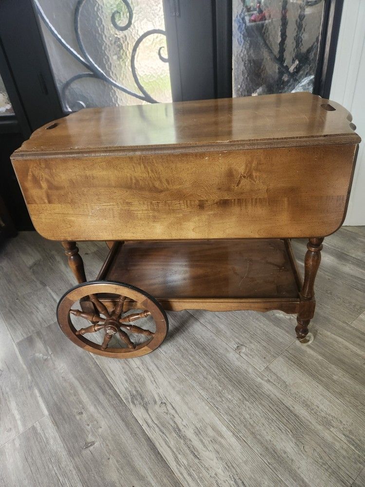 Antique BAR CART/ Tea Cart Maple Wood