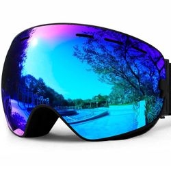 Ski Goggles Over Glasses - Snow Goggle for Men Women Youth Snowboard Skiing - UV400 Anti-Fog Snowmobile Goggles
